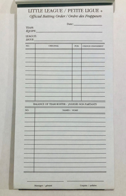 Batting Order Pad (4 Pages)