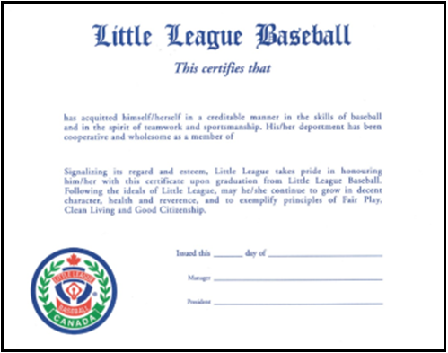 Little League® Certificates