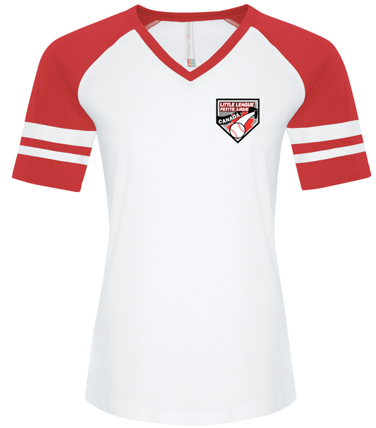 T-shirt à col en V pour femme Little League Canada (2 couleurs)